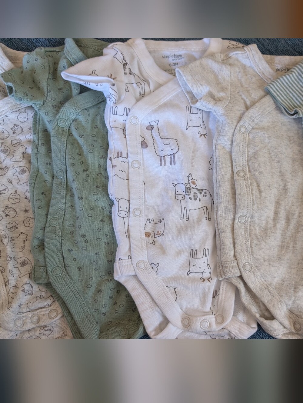 Neutral Baby Bodysuit Set, Green, Cream, Gray Simple Joy, Carter's, 0-3m